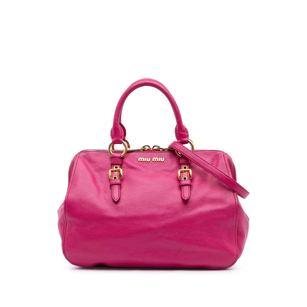 Miu Miu Goatskin Madras Leather Satchel