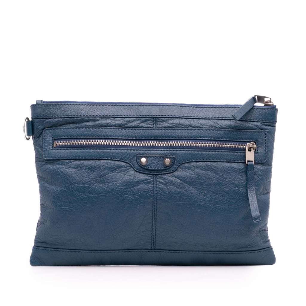 Balenciaga Lambskin Motocross Classic Clip M Clutch