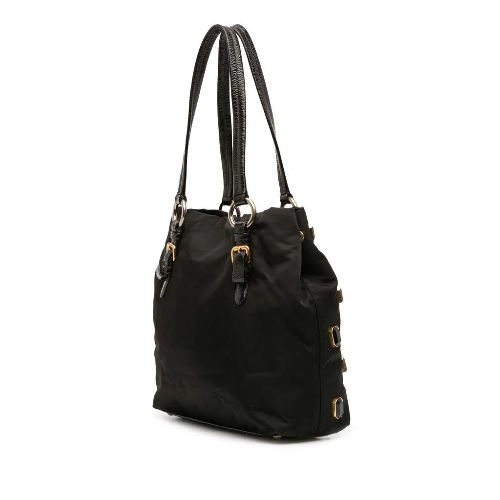 Prada Tessuto Pietre Jeweled Tote Black Good - Back View