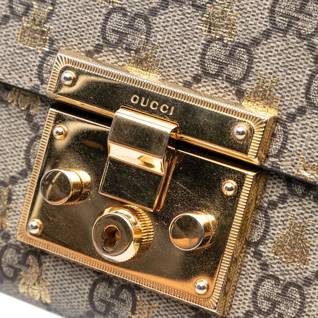 Gucci Small GG Supreme Bee Padlock Crossbody - Detail 1