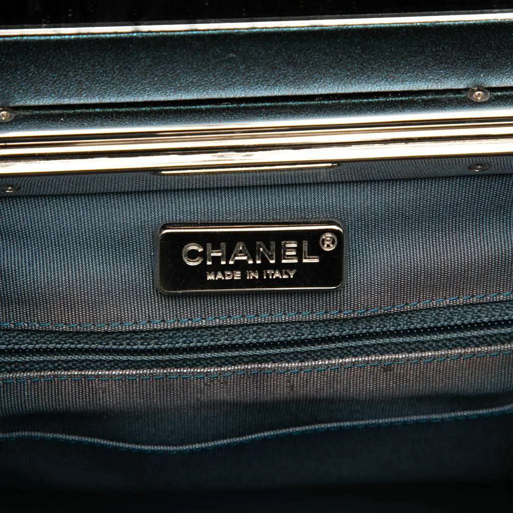 Chanel CC Metallic Calfskin Vanity Bag Blue Leather Very good - Box View