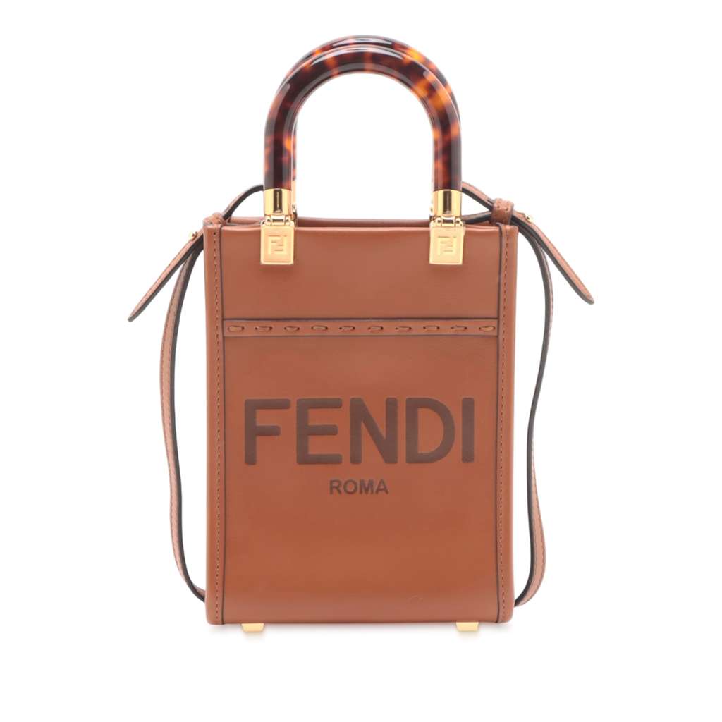 Fendi Mini Leather Sunshine Shopper Tote