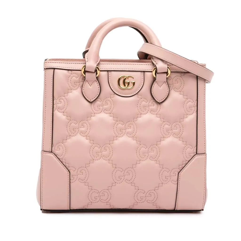 Gucci Mini GG Matelasse Leather Top Handle Bag Pink Leather Very good - Front View