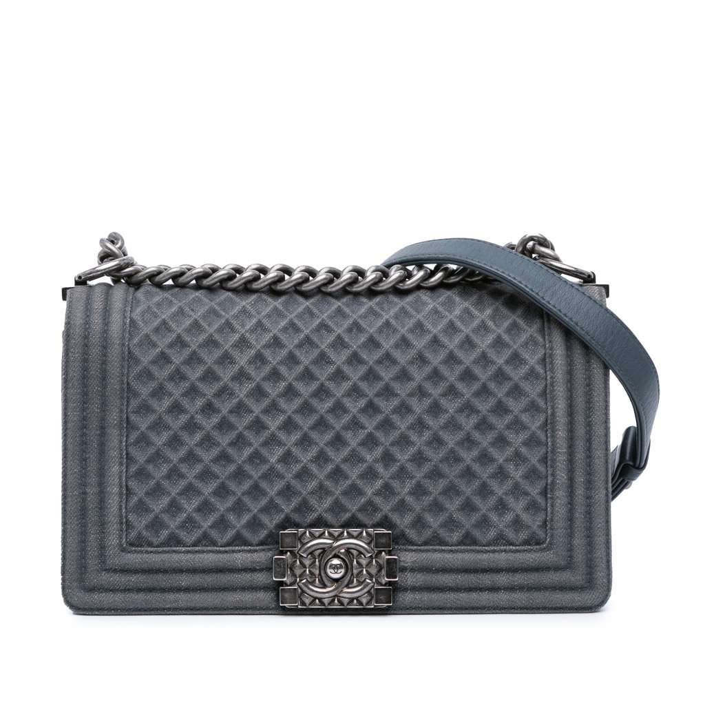 Chanel Medium Embossed Denim Boy Flap