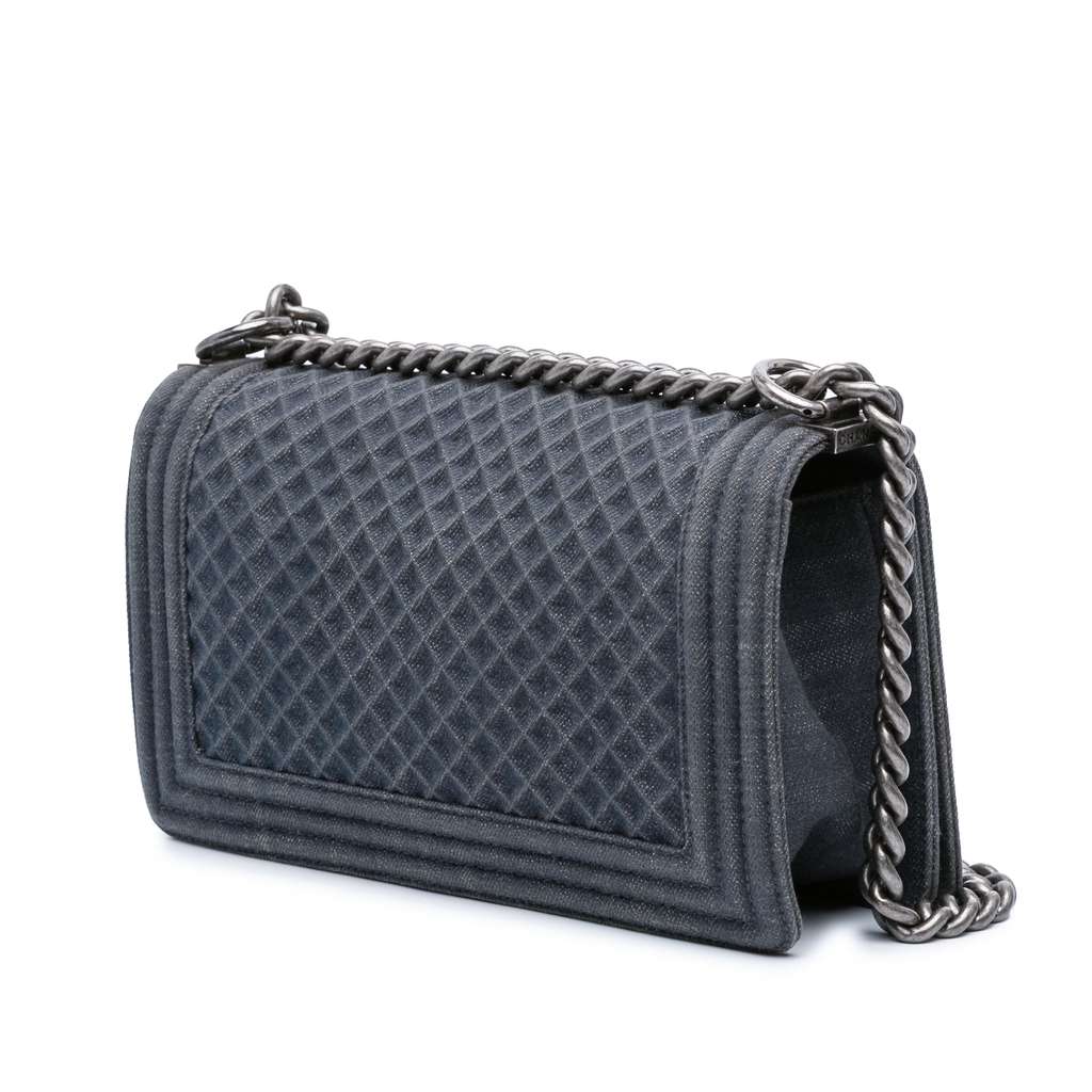 Chanel Medium Embossed Denim Boy Flap - Back view