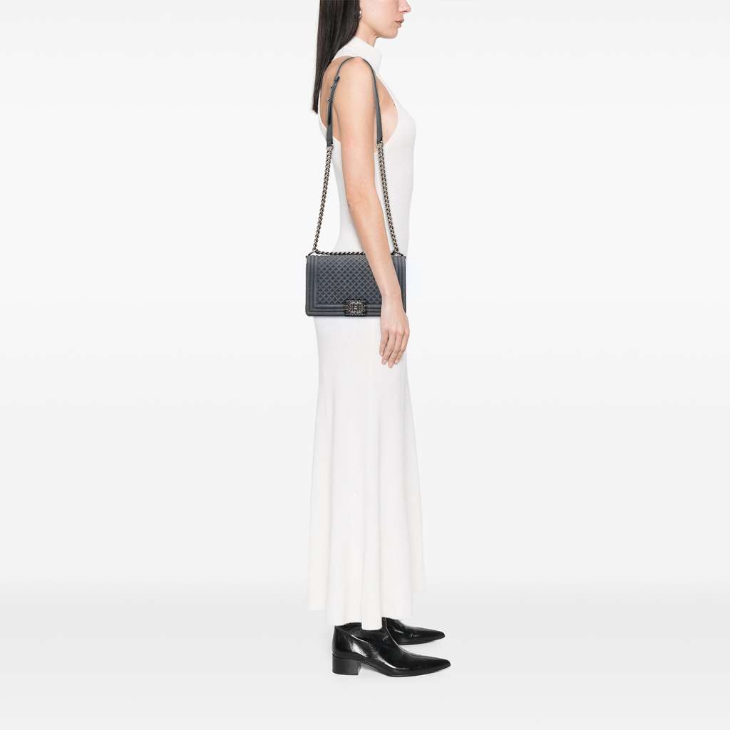 Chanel Medium Embossed Denim Boy Flap - Image 13