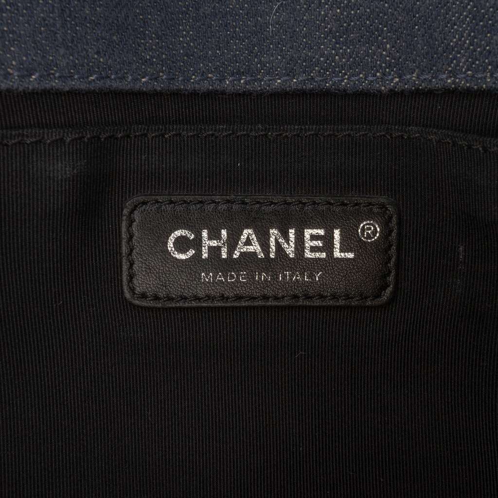 Chanel Medium Embossed Denim Boy Flap - Side view