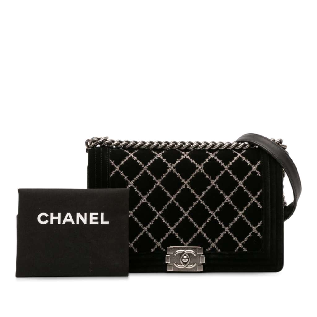 Chanel Medium Quilted Velvet Wild Stitch Boy Flap - Image 14