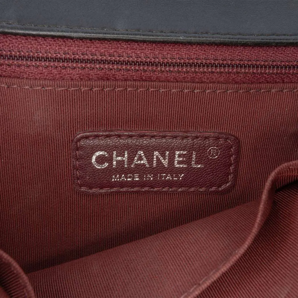Chanel Medium Quilted Velvet Wild Stitch Boy Flap Black Velvet Good - Box View
