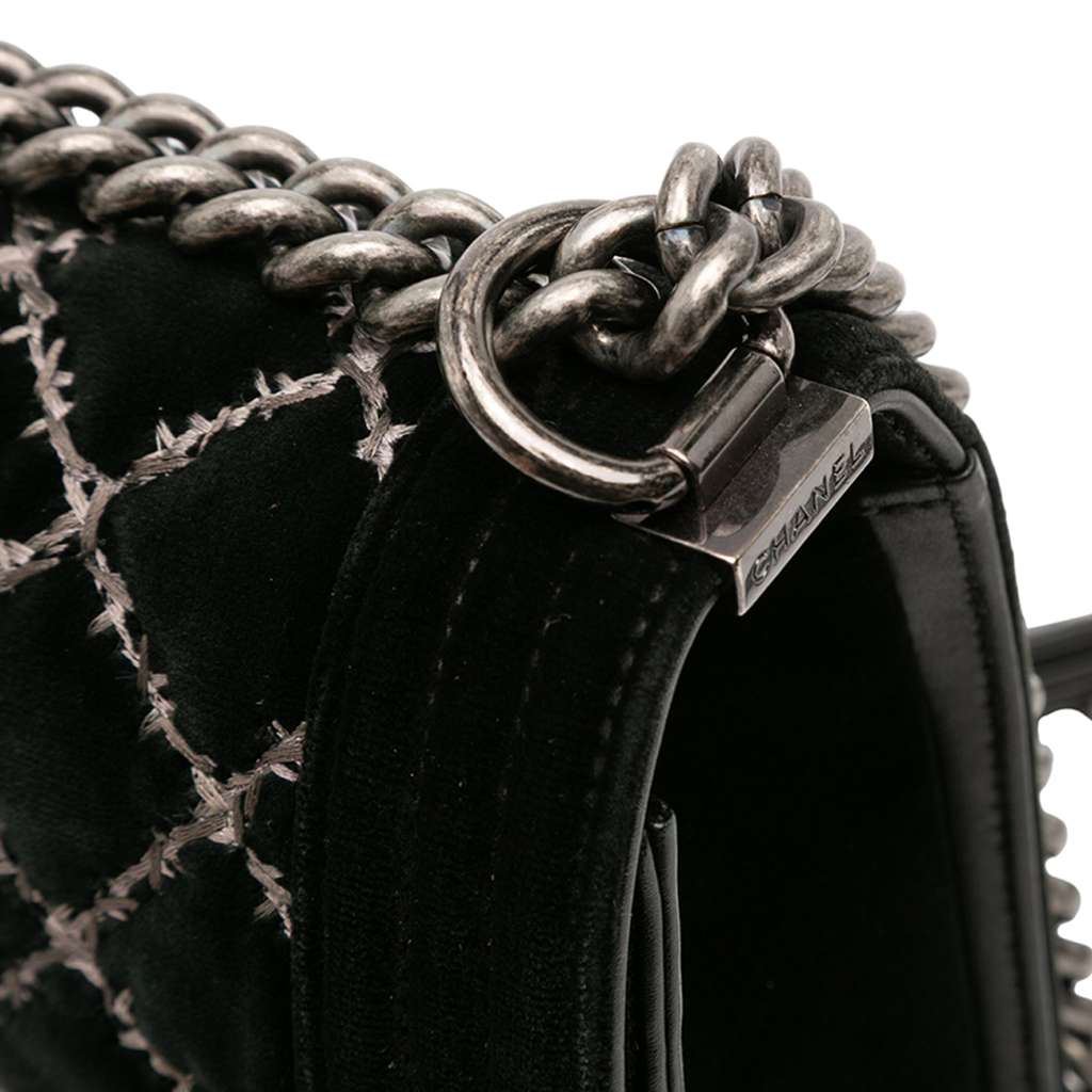 Chanel Medium Quilted Velvet Wild Stitch Boy Flap - Image 10