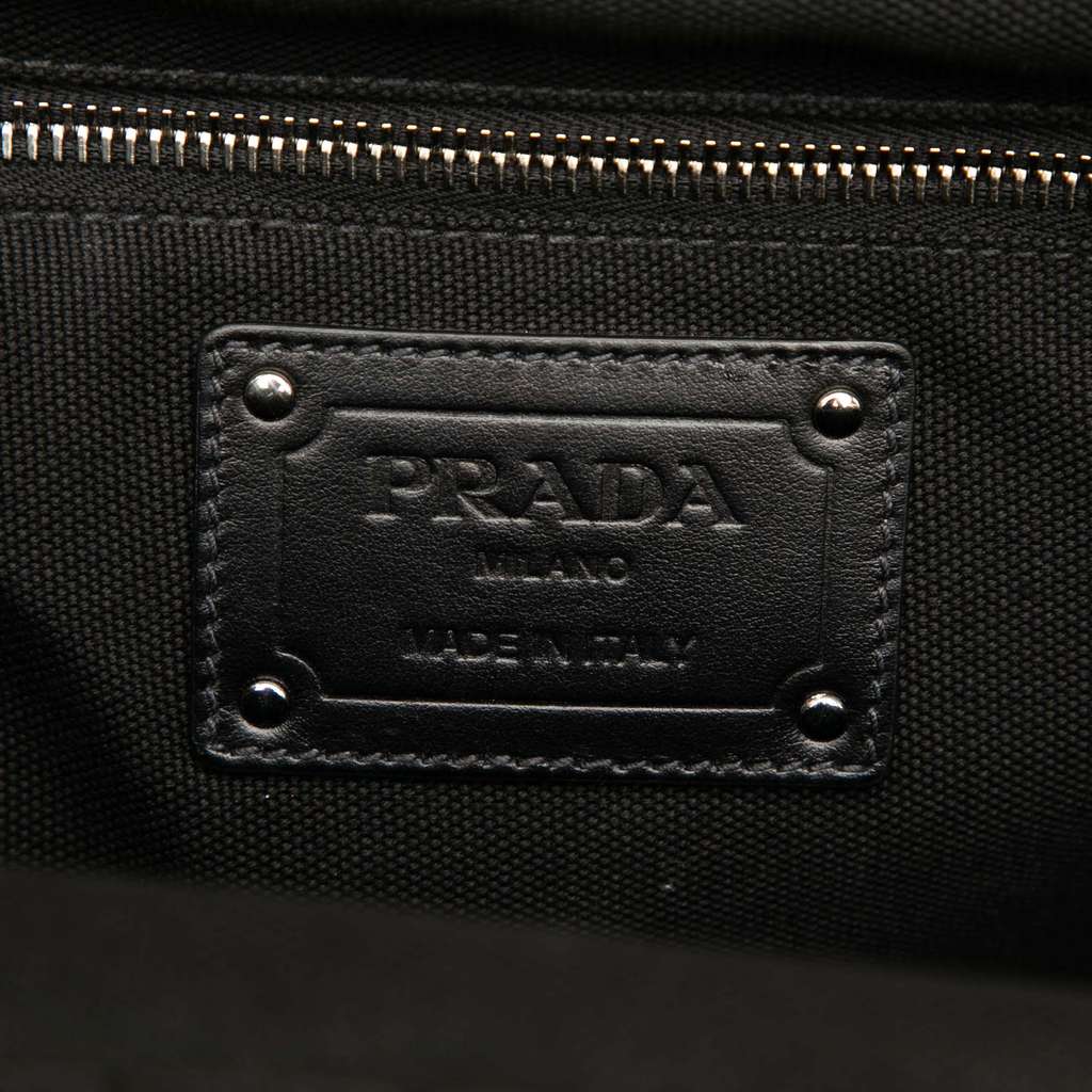Prada Canvas Wood Handle Canapa Logo Satchel - Side view