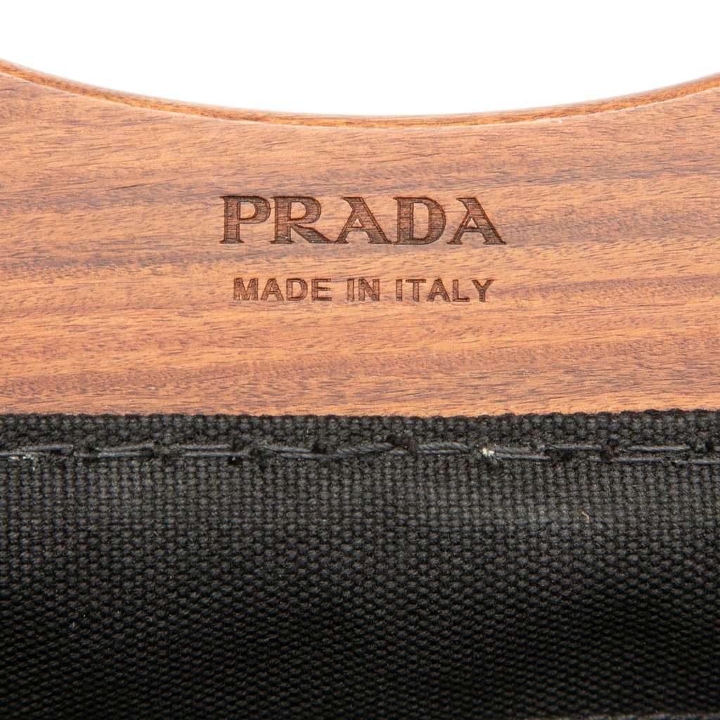 Prada Canvas Wood Handle Canapa Logo Satchel - Detail 1