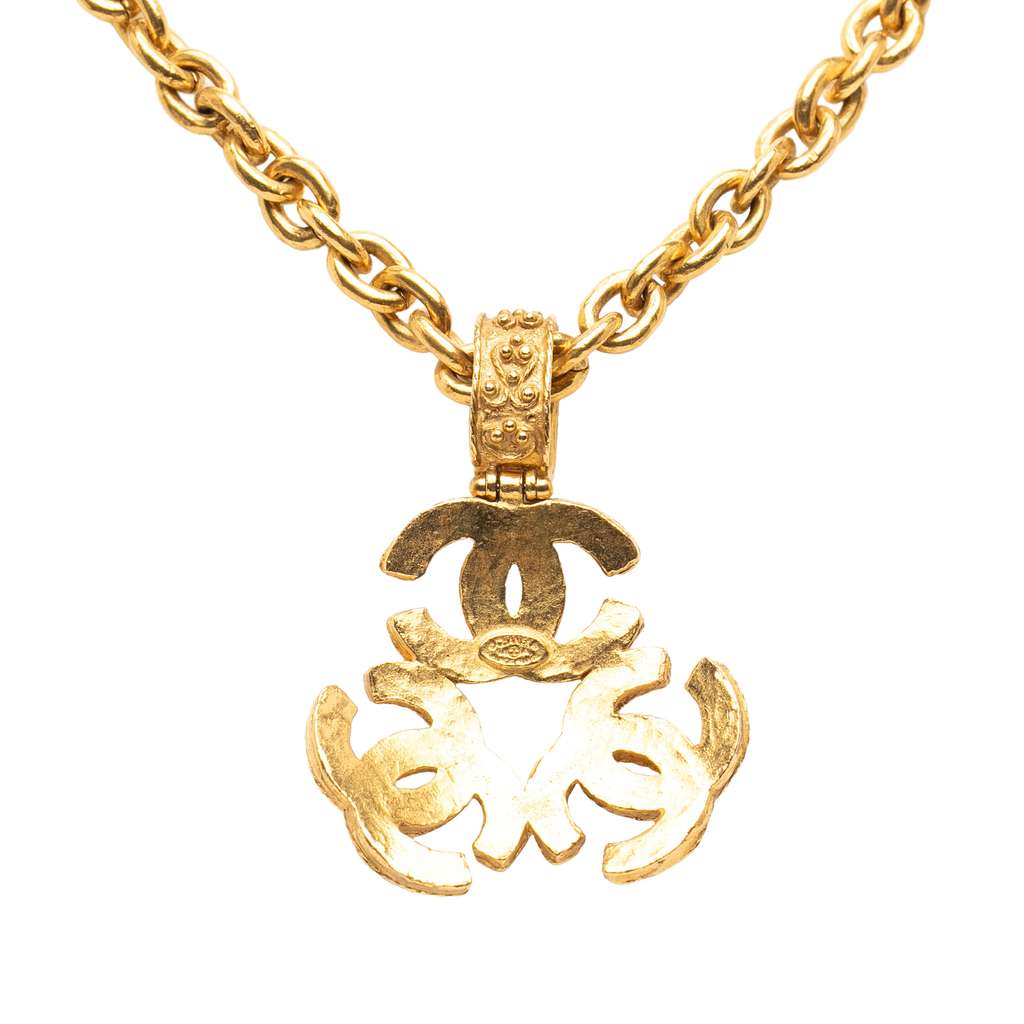 Chanel Gold Plated Triple CC Pendant Necklace - 2
