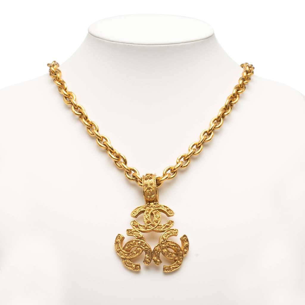 Chanel Gold Plated Triple CC Pendant Necklace - 5