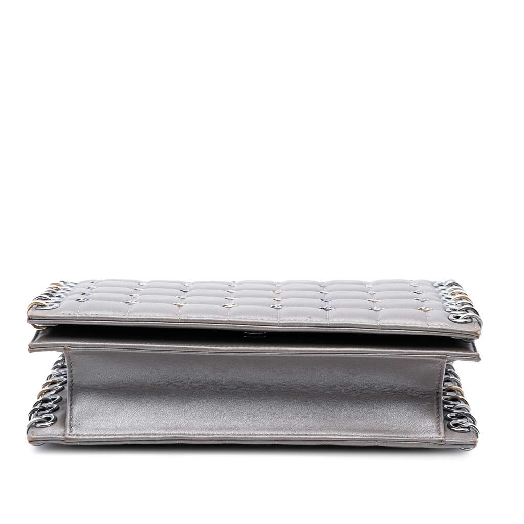 Chanel Small Lambskin Chocolate Bar CC Piercing Studded Chain Flap - Image 6