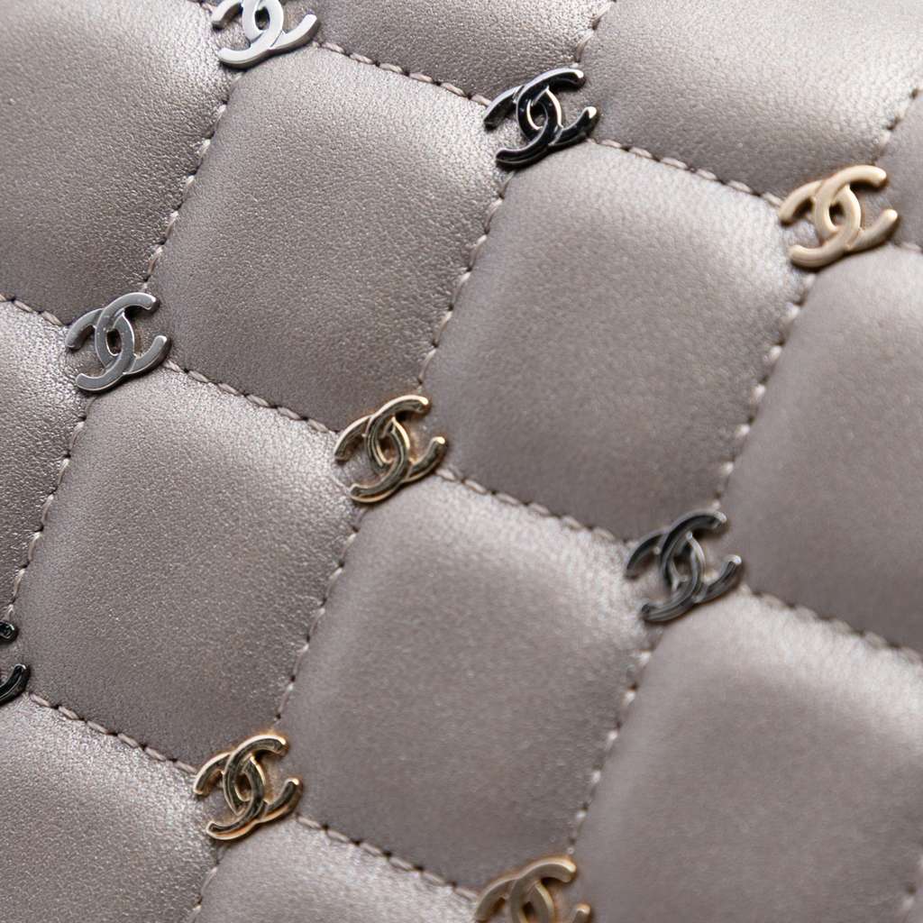 Chanel Small Lambskin Chocolate Bar CC Piercing Studded Chain Flap - Detail 2