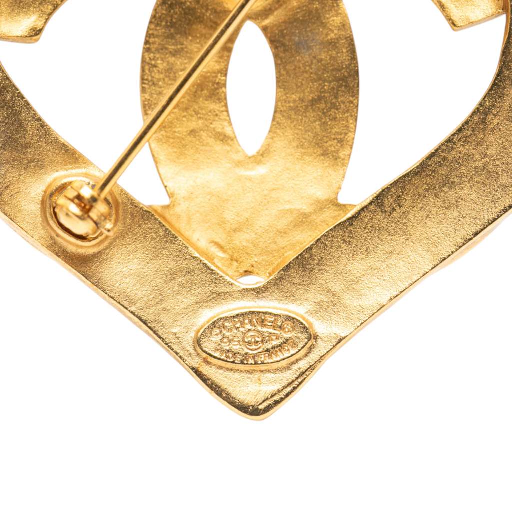 Chanel Gold Plated CC Heart Brooch - Image 6