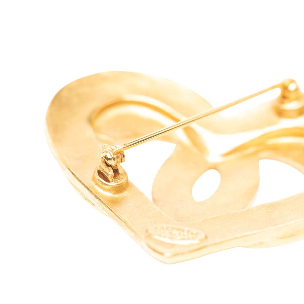Chanel Gold Plated CC Heart Brooch - 4