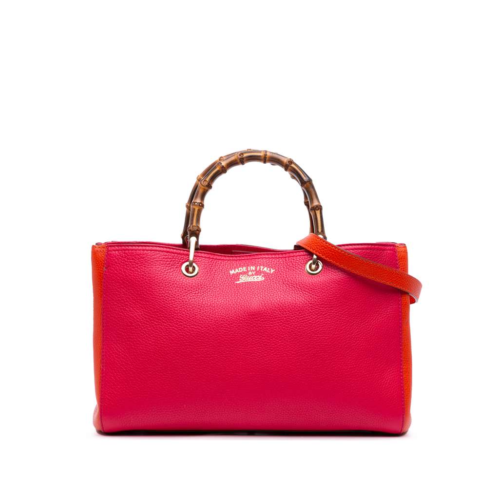 Gucci Medium Bicolor Calfskin Bamboo Shopper Satchel