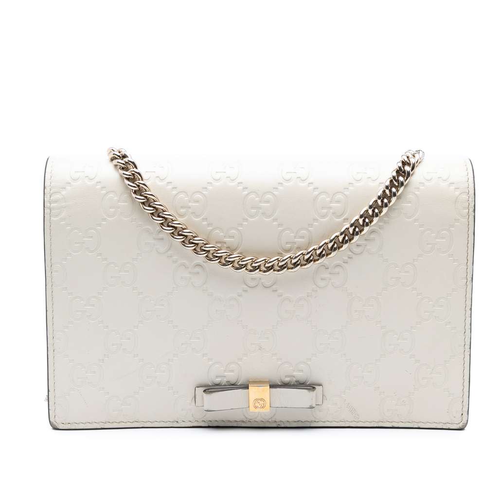 Gucci Mini Guccissima Bow Signature Wallet On Chain