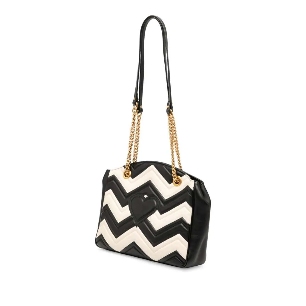 Gucci Medium GG Marmont Matelasse Leather Chain Shoulder Bag Black Leather Good - Back View