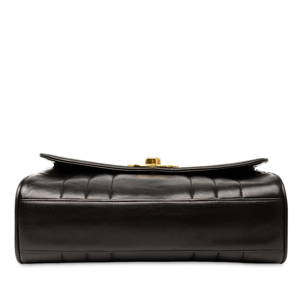 Chanel Vertical Quilt Lambskin Flap Black Leather Good - Inside View