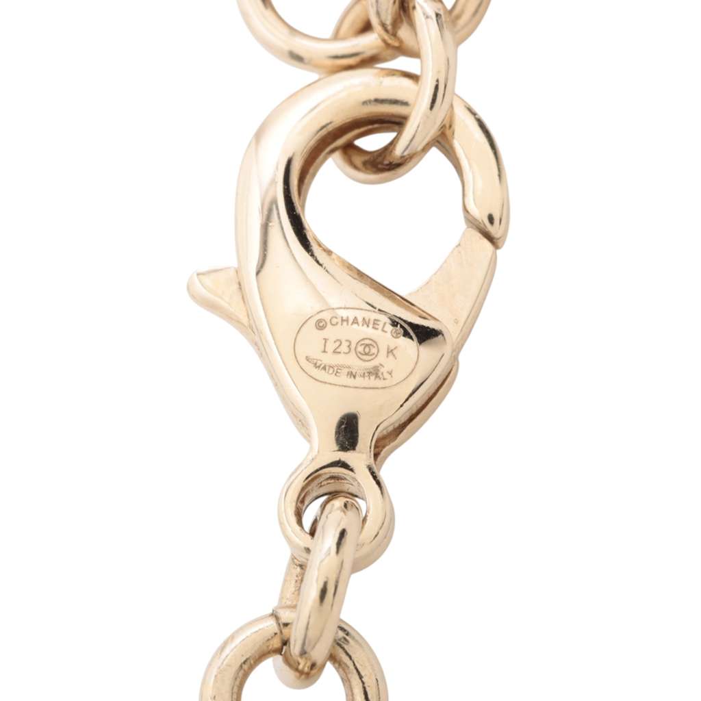 Chanel Gold Plated Crystal Hearts Choker Necklace - Side view