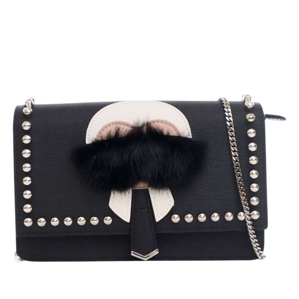 Fendi Studded Leather Karlito Wallet on Chain
