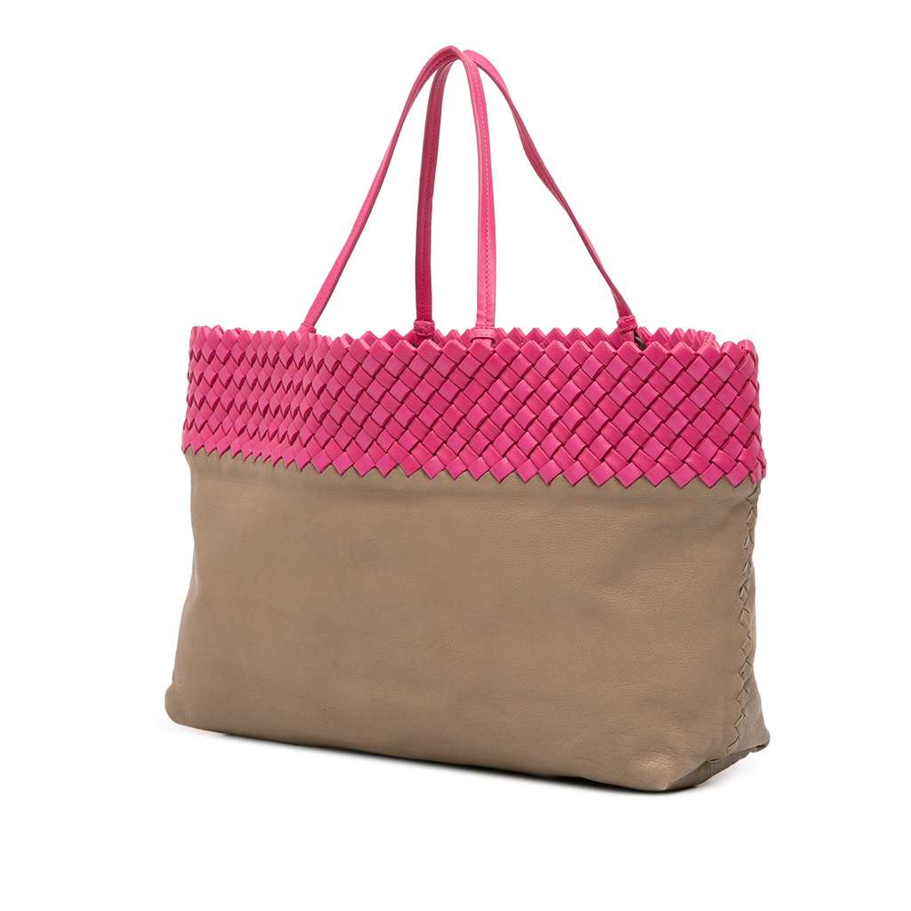 Bottega Veneta Intrecciato Trimmed Bicolor Nappa Tote - Back view