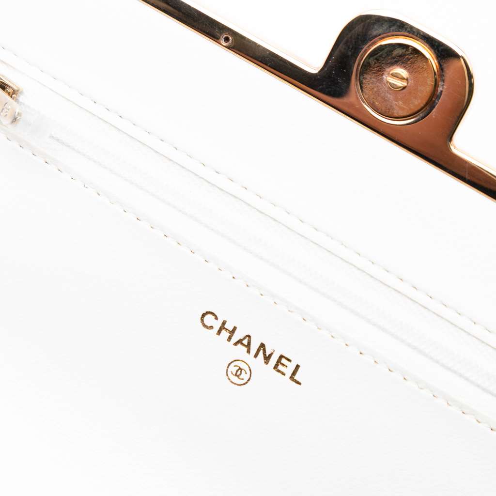 Chanel CC Quilted Lambskin Frame Wallet On Chain - Side view