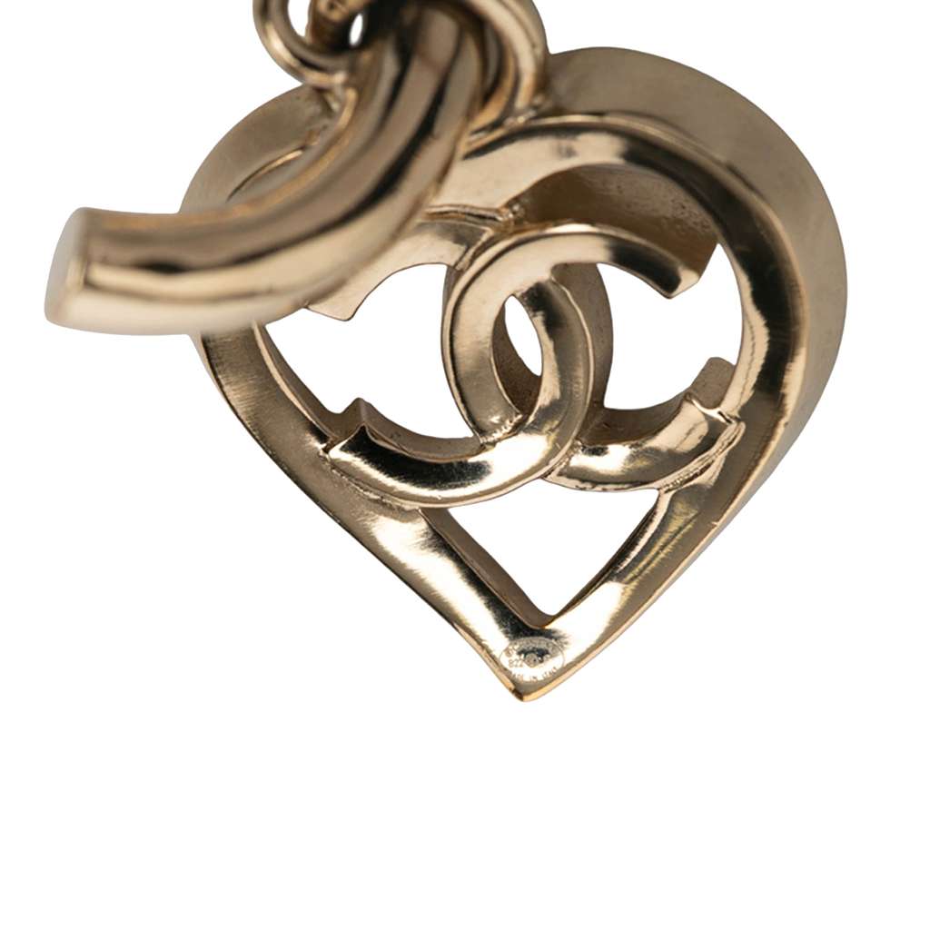 Chanel Gold Plated CC Heart Coco in Love Hoop Push Back Earrings - Image 6