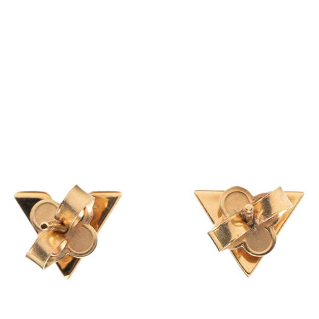 Louis Vuitton Gold Plated Essential V Stud Earrings - Back view