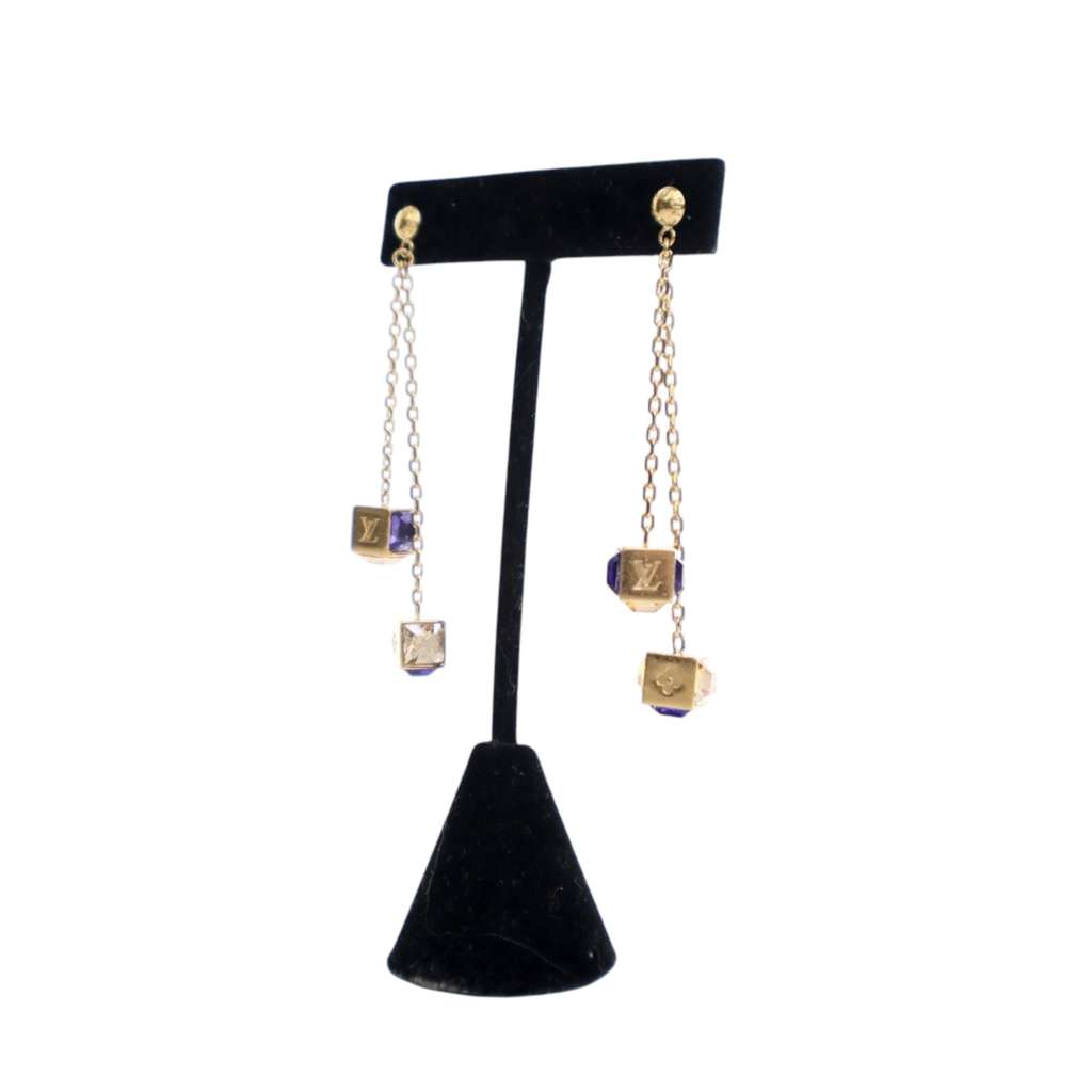 Louis Vuitton Gold Plated Crystal Gamble Drop Earrings And Necklace Set - Image 15