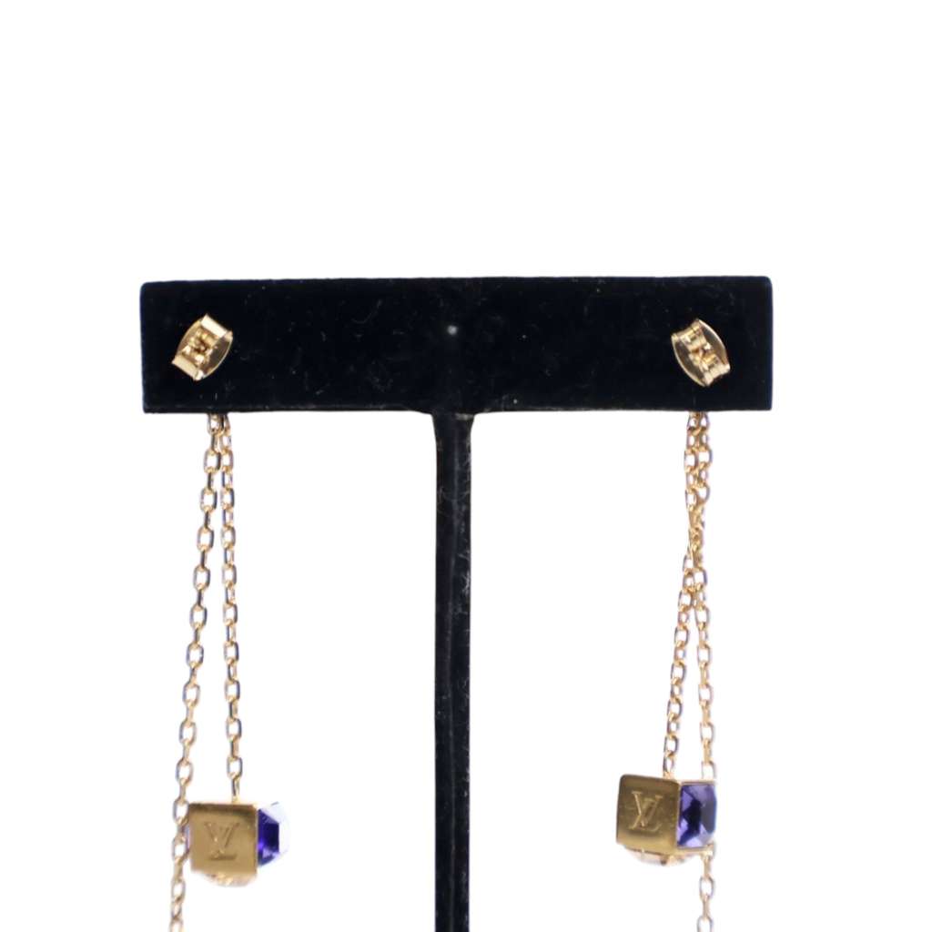 Louis Vuitton Gold Plated Crystal Gamble Drop Earrings And Necklace Set - Image 16