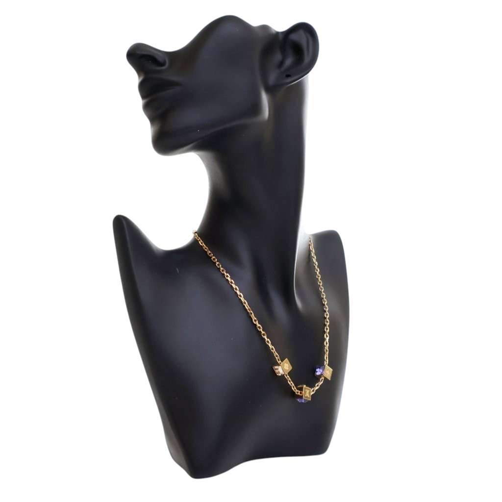 Louis Vuitton Gold Plated Crystal Gamble Drop Earrings And Necklace Set - Image 6