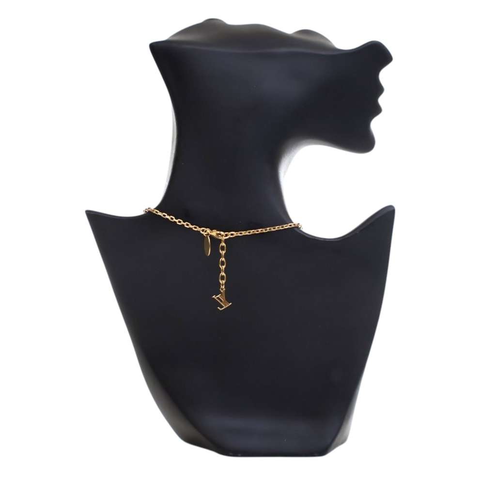 Louis Vuitton Gold Plated Crystal Gamble Drop Earrings And Necklace Set - Side view