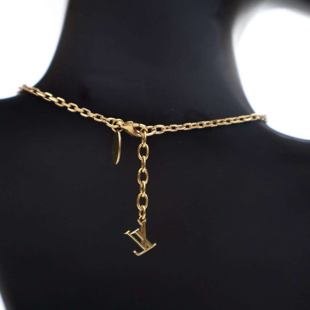 Louis Vuitton Gold Plated Crystal Gamble Drop Earrings And Necklace Set - Image 10