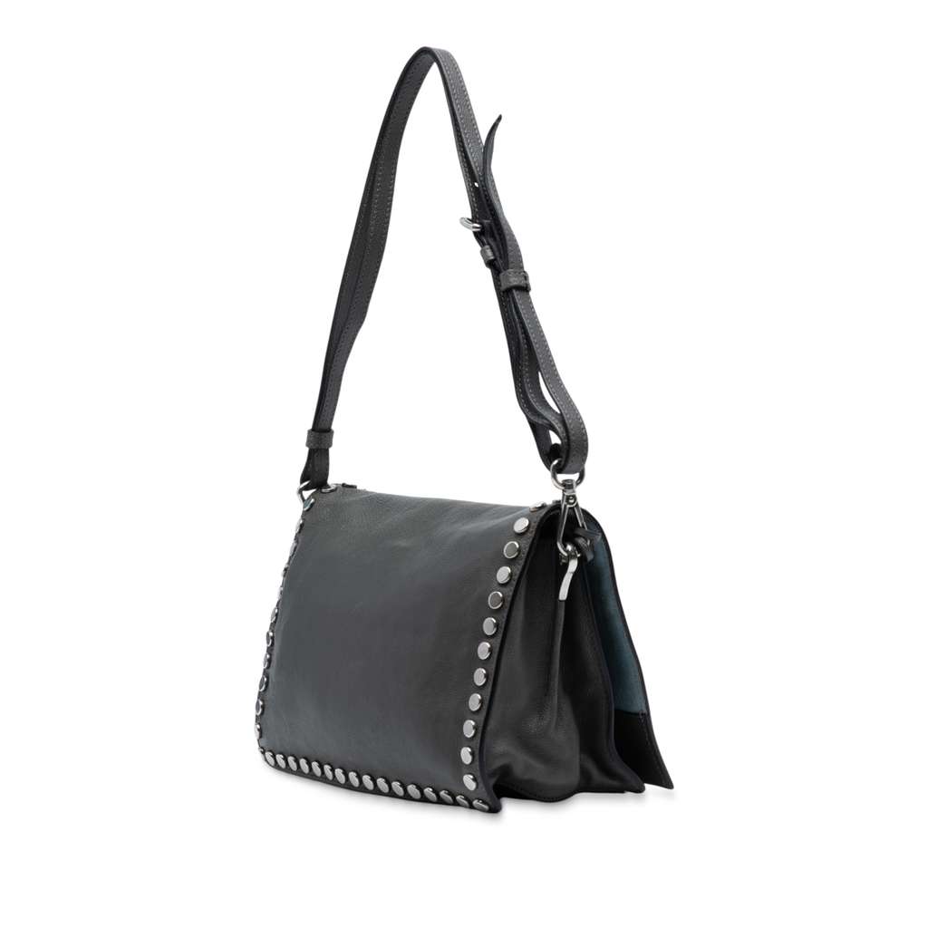 Prada Glace Calfskin Studded Etiquette Flap - Back view