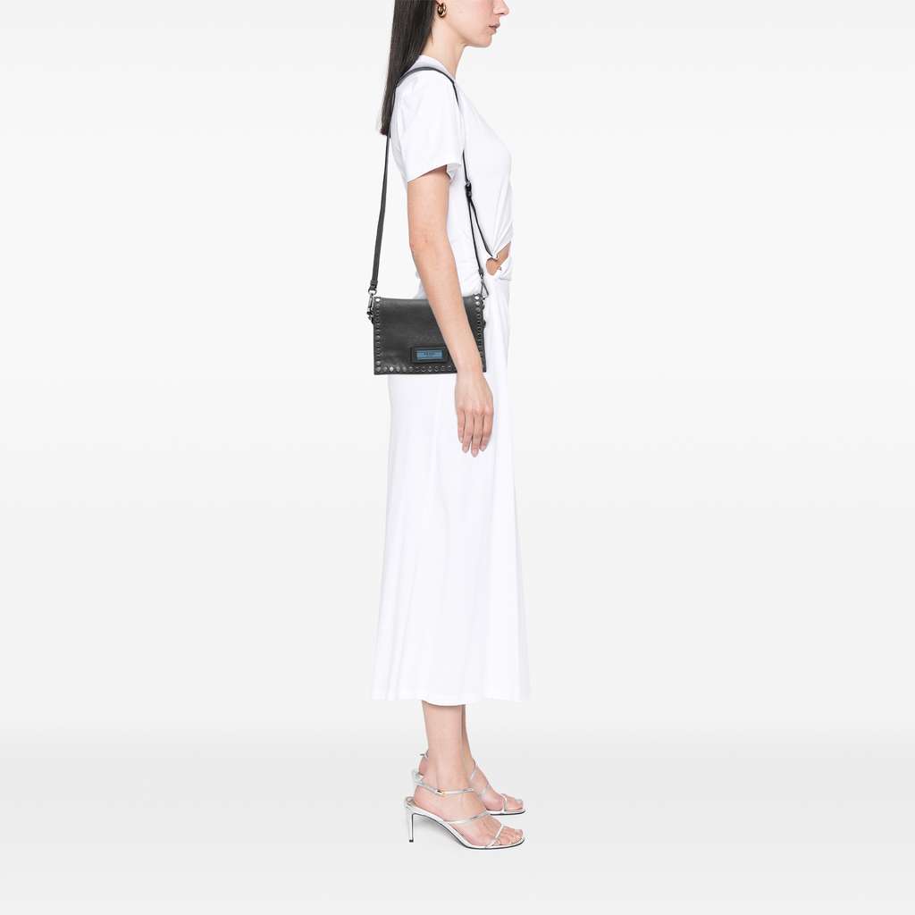 Prada Glace Calfskin Studded Etiquette Flap - Detail 1