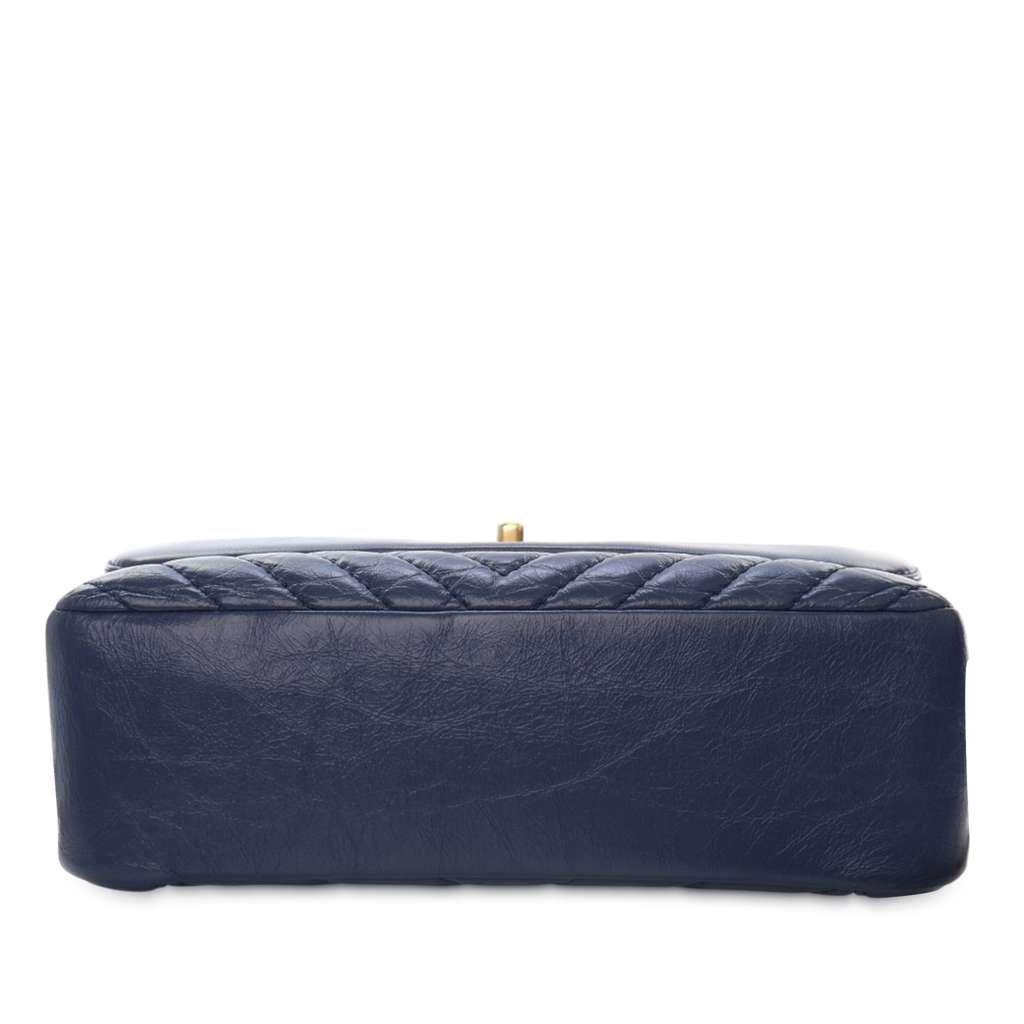 Chanel CC Chevron Aged Calfskin Top Handle Flap - 4