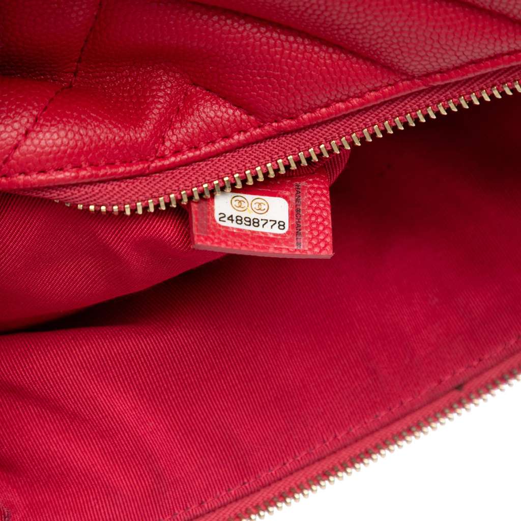 Chanel Medium Chevron Caviar Ancient Greek Charms O Case Clutch - Side view