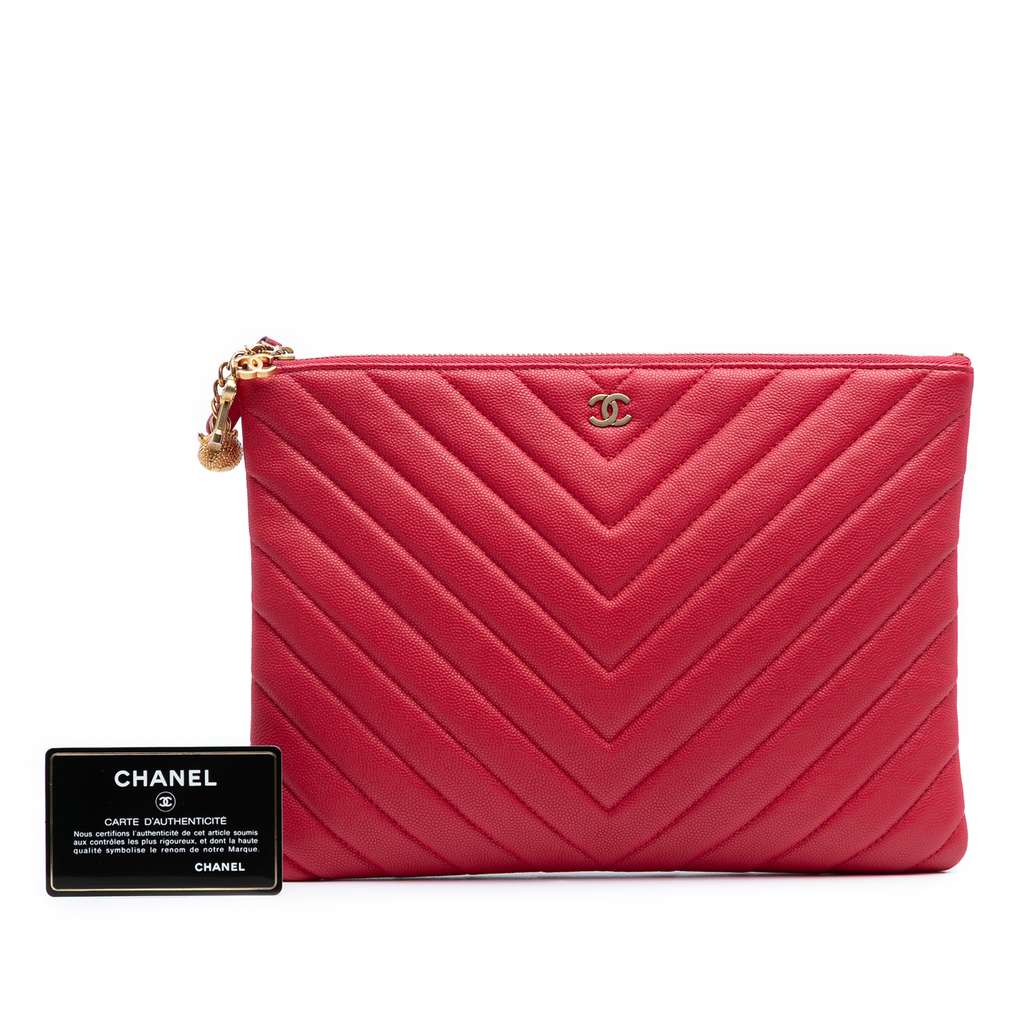 Chanel Medium Chevron Caviar Ancient Greek Charms O Case Clutch - Image 10