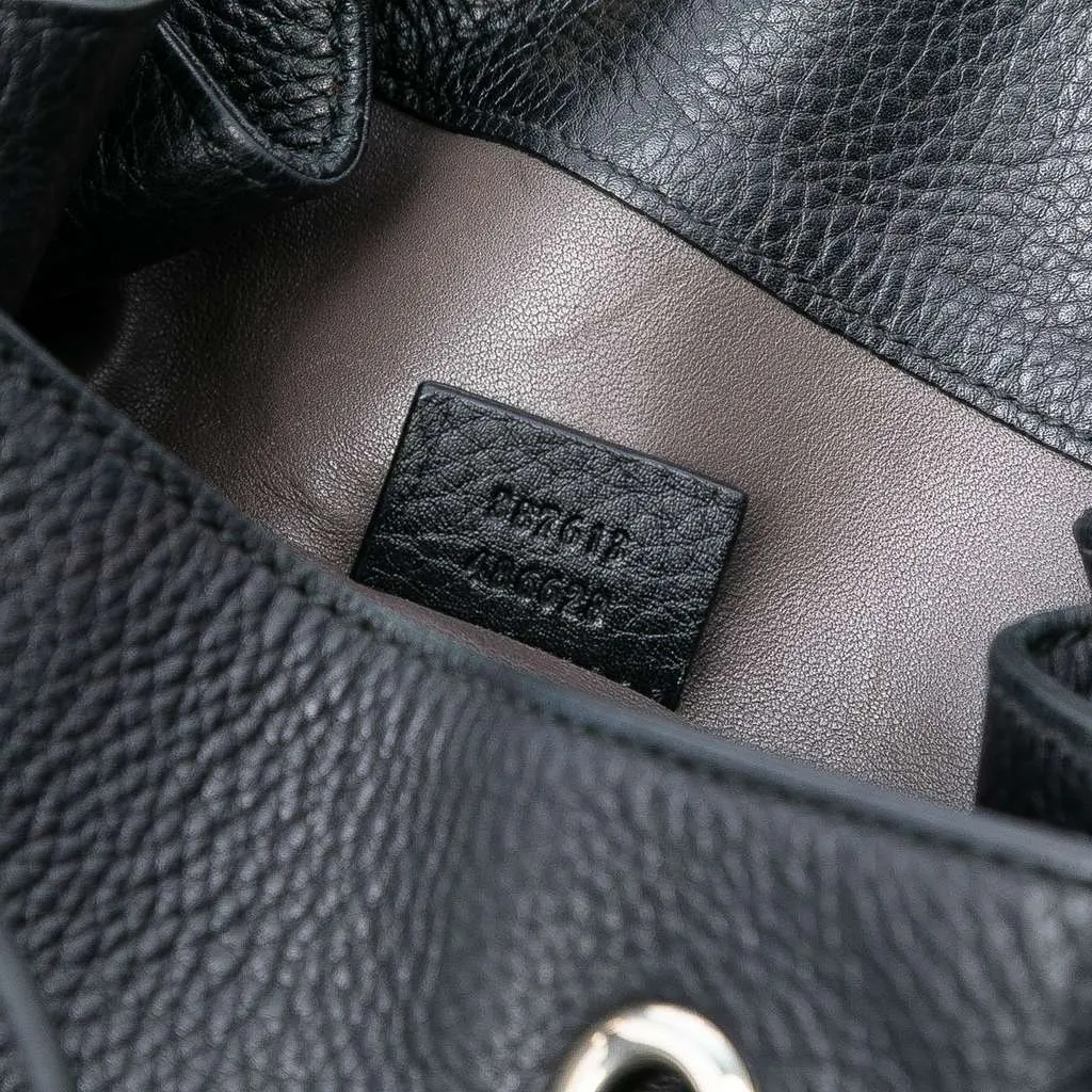 Gucci Pebbled Calfskin Miss Bamboo Tassel Bucket Bag Black Leather Good - Box View