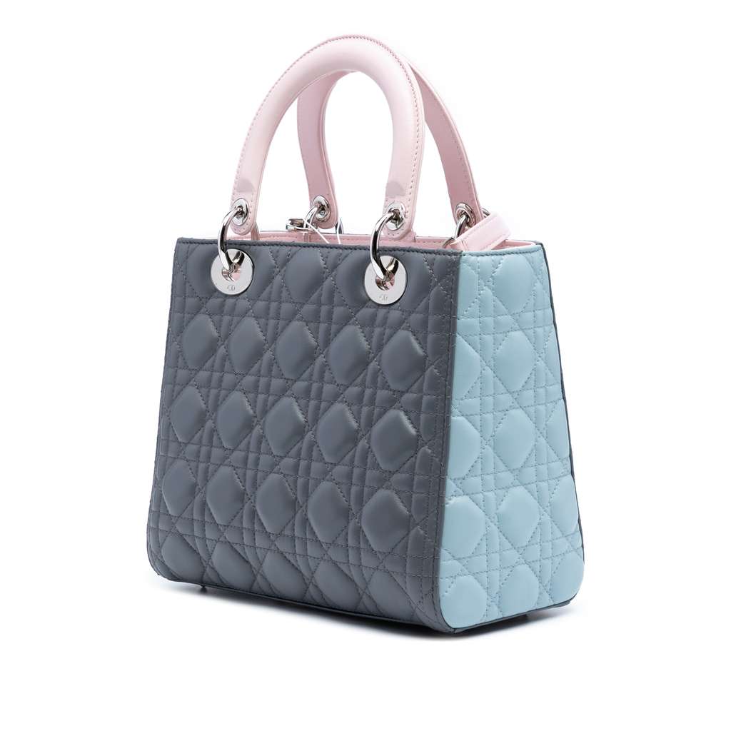 Dior Medium Tricolor Lambskin Cannage Lady Dior - Back view