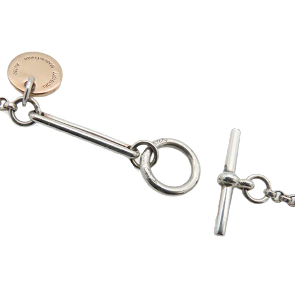 Hermès Sterling Silver and 18K Rose Gold Ex-Libris Long Necklace - Back view