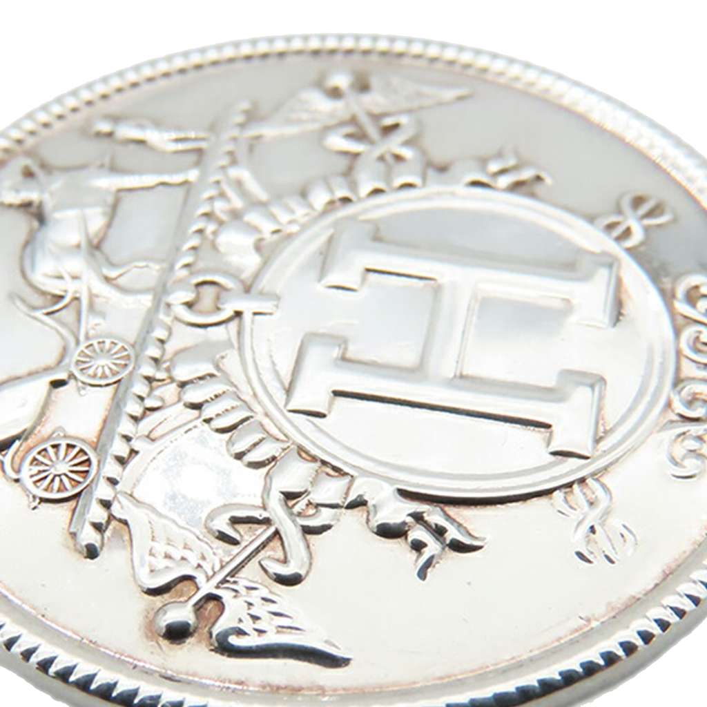 Hermès Sterling Silver and 18K Rose Gold Ex-Libris Long Necklace - Detail 1