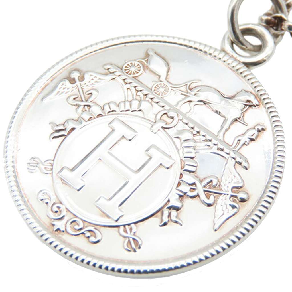 Hermès Sterling Silver and 18K Rose Gold Ex-Libris Long Necklace - Detail 2