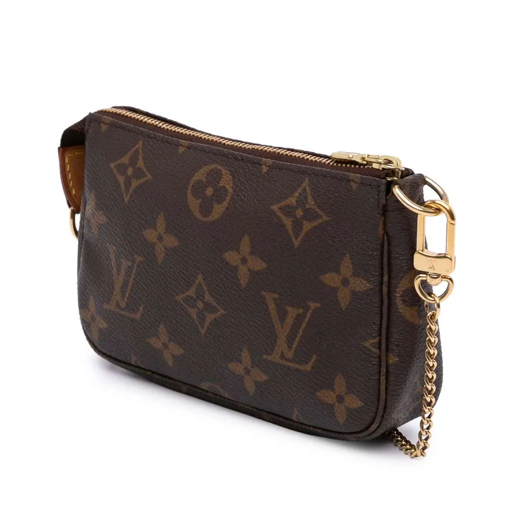 Louis Vuitton Monogram Mini Pochette Accessoires Brown Good - Back View