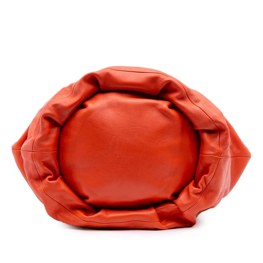 Loewe Small Gathered Lambskin Bounce Bag Orange Leather Good - Inside View