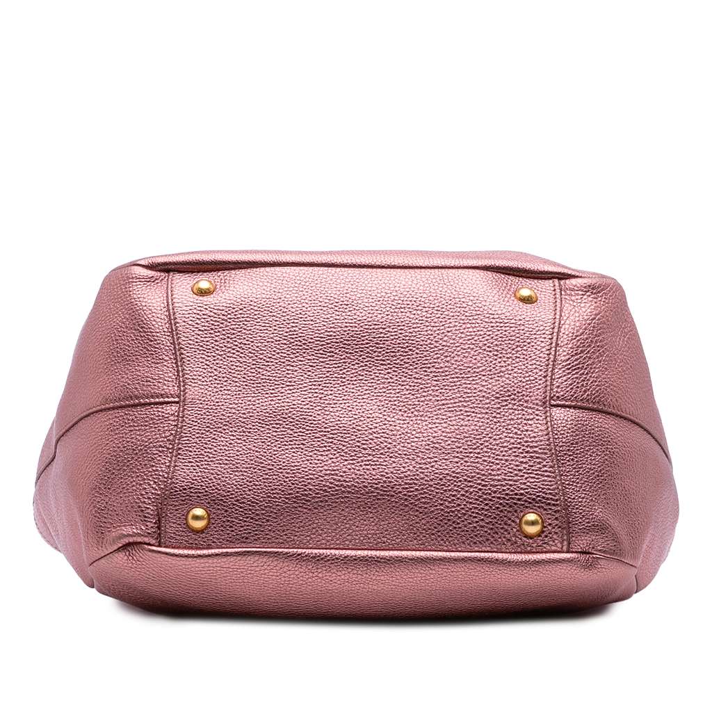 Prada Metallic Vitello Daino Double Pocket Tote - 3